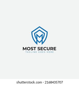 M Letter Plus Shield Logo Icon Minimal Line Logo