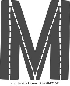 M Letter Road Alphabet Kids Vector Illustration