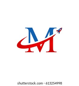 M letter rocket logo design