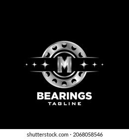 M Letter roller bearing letter logo icon vector emblem art