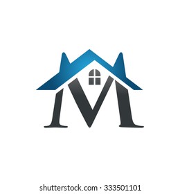 M Letter Roof Shape Logo Blue