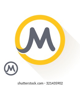 M letter with round line logo. Abstract trendy letter multicolored vector design template elements for your application or corporate identity.