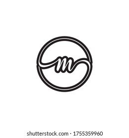 M letter script circle logo design vector