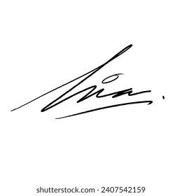 M letter signature for business documents. Vector illustration with black writing and alpha channel.