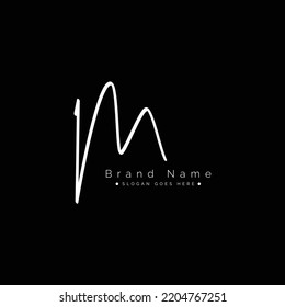 M Letter Signature Logo - Initial Alphabet for M - Hand Drawn M Logo