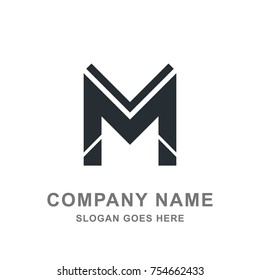M Letter Simple Geometric Logo Vector Icon 