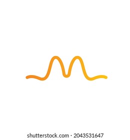 m letter sound wave,pulse line,equaizer and sound effect concept design  vector icon template