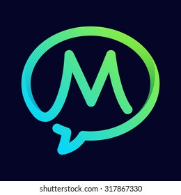 M letter with speech bubble line logo. Abstract trendy letter multicolored vector design template elements for your application or corporate identity.