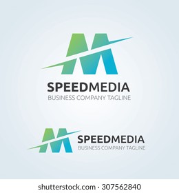 M letter, Speed Media Vector logo template