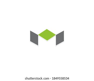 M letter and square vector icon design template