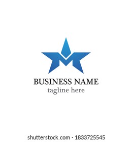 M Letter star logo business template vector icon