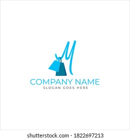 M letter store/shop logo design template