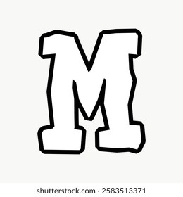 M letter, street graffiti  English alphabet vector Line art illustration vector.