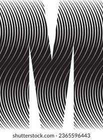 M letter stripes logo design element in black colour