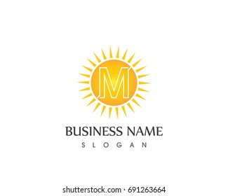 M Letter In Sunlight Logo Design Template