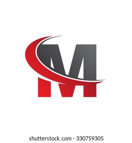 M Letter Swoosh Red Logo