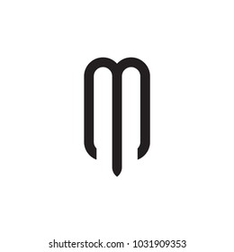 M letter with sword blade logo design vector