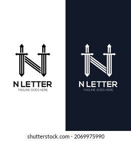 M letter with sword logo initials abstract luxury