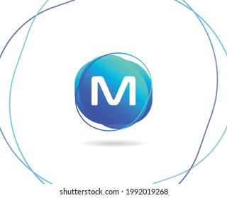 M Letter Tech Logo Design with Modern Gradient Color Vector Template
