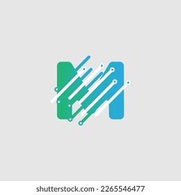 M letter Tech Logo design template for a tech company. Vector design