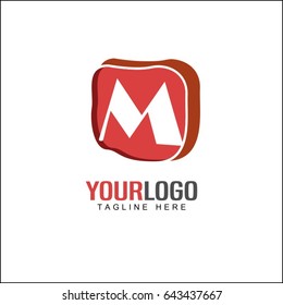 M letter tech logo. Media advertisement company design concept.