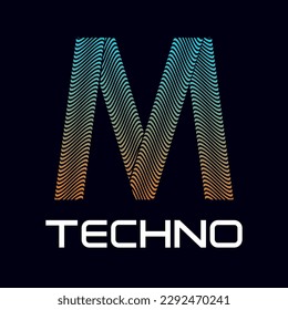 m Letter Techno Design Template Illustration