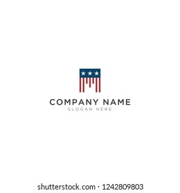 M letter with usa abstract Logo Template Design Vector, Emblem, Design Concept, Creative Symbol, Icon