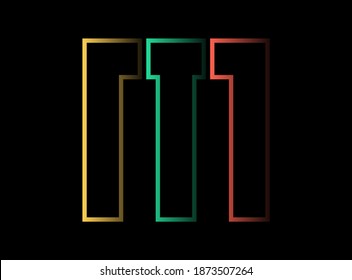 M letter vector design,  font logo. Red, green, yellow color on black background. For social media,design elements, creative poster, web template and more
