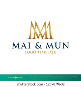 M M Letter Vector Icon Logo Template Illustration Design. Vector EPS 10.