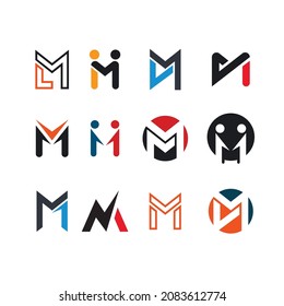 M Letter  vector  icon set Template  Illustration design template