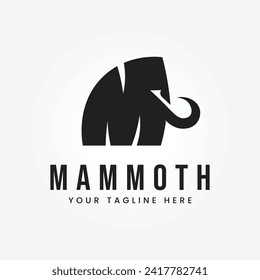 M letter vector logo combined with Mammoth or ancient elephant shape