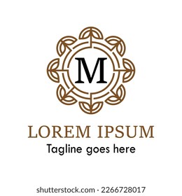 m Letter Vector Logo design with Abstract mandala flower swirl icon vector design