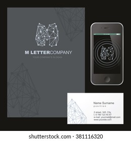 M letter - vector logo design concept illustration. M sign for business company.Corporate identity - visit card, poster, folder, brochure cover.