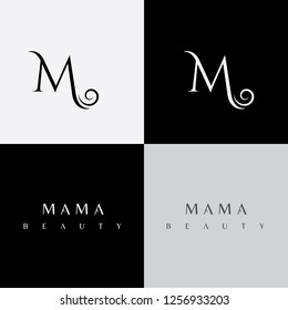 M letter vector logo.  Hair stylist logo. 