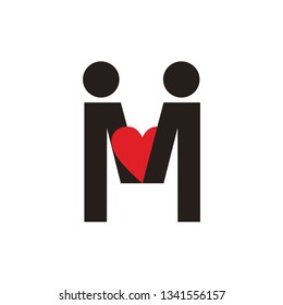 m letter vector logo. people vector logo. human and love logo