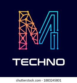 M letter vector logo template. This design use alphabet symbol. Suitable for technology.
