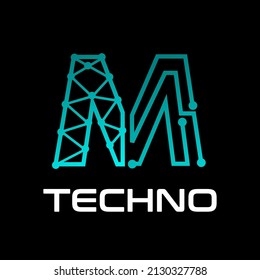 M letter vector logo template. This design use alphabet symbol. Suitable for technology.