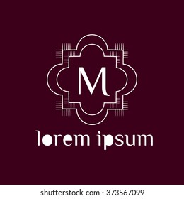 M letter vector logo template (sign, symbol, emblem, ornament). Minimal line letter initial M logo. Abstract and elegant shape font sign. logotype vector design template for  branding.