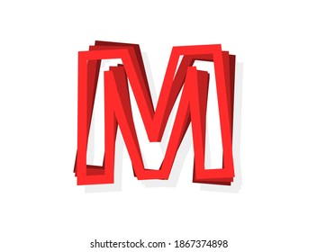 M vector carta, diseño moderno de capas de contorno fuente de color rojo. Ilustración Eps10
