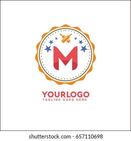 M letter vector vintage label. Template for banner, café,restaurant,  insignia, business brand design.