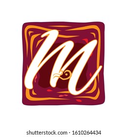 M letter vintage colors antique gothic initial logo. Typeface  vector premium design template elements for identity  package  book  diploma  etc.