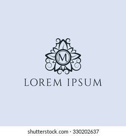 Plantilla de logotipo vectorial de letra M (signo, símbolo, emblema, ornamento)
