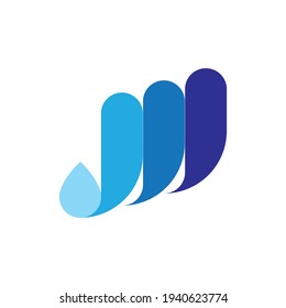 M letter or W letter with water drop logo design vector