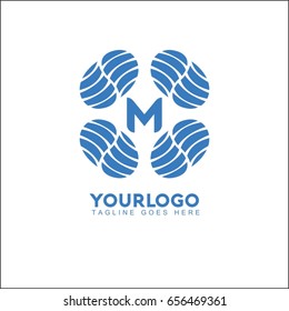M Letter Water Wave symbol and icon Logo Template vector