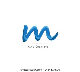 M Letter Wave Icon logo design