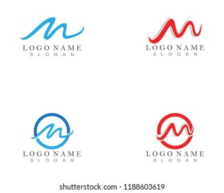 M letter Wave logo and symbol template vector icons