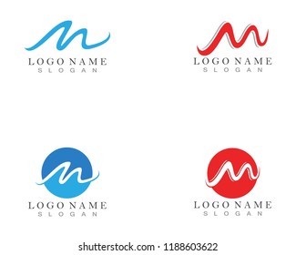 M letter Wave logo and symbol template vector icons