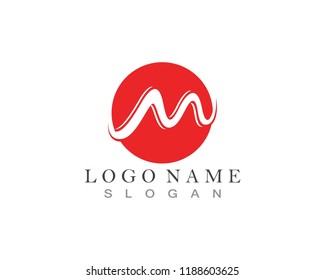 M letter Wave logo and symbol template vector icons