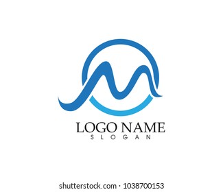 M letter wave Logo Template vector illustration