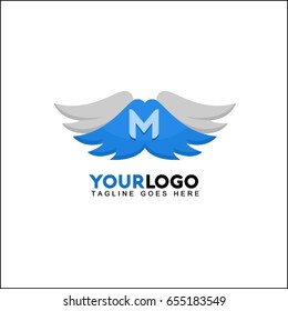 M letter wing flag logo icon design template elements